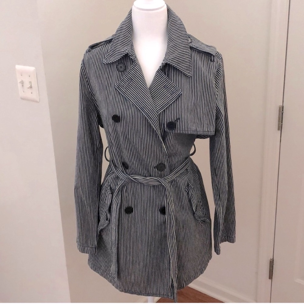 Ralph Lauren Jeans Striped Trench Coat
